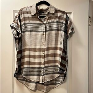 Liverpool Brown and White Casual Button Down Shirt